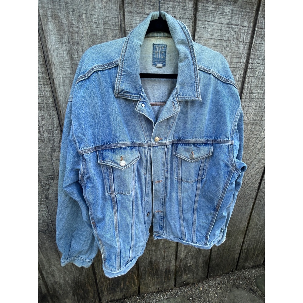 Vintage RYE Denim Jacket Oversized 90s Light Wash Jean Trucker Grunge Canada L